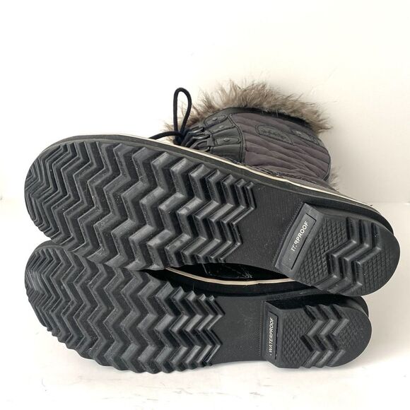 SOREL Black Fur-Lined Lace-Up Waterproof Winter Boots Sz 11 Outdoor Ski Resort - Picture 6 of 16